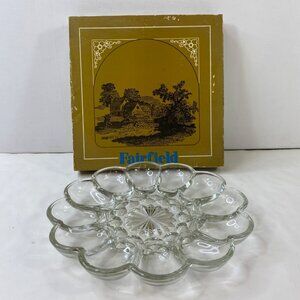 Anchor Hocking Fairfield Glass 10" Egg Oyster Plate Vintage